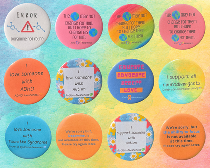 You Pick TWO Awareness Pins | Neurodiversity Awareness Pins