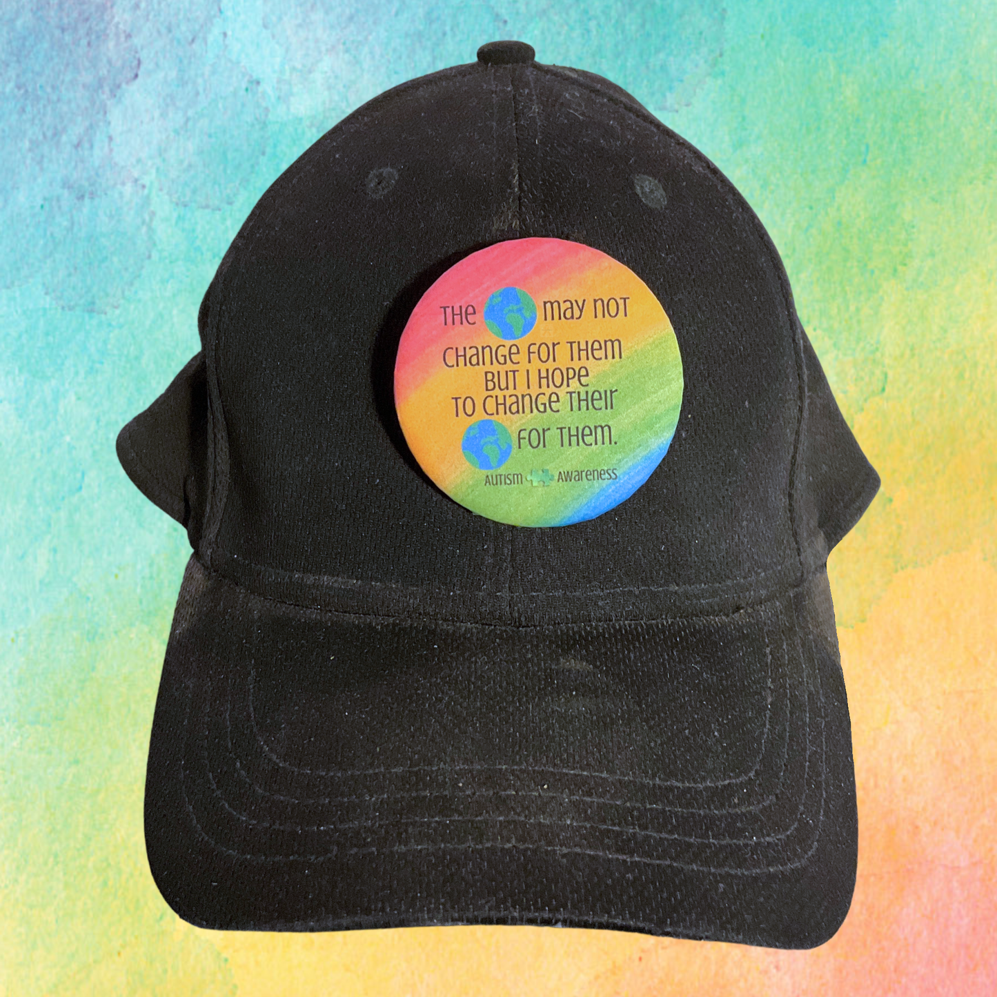 The World May Not Change For Them Rainbow | Autism Awareness Pin