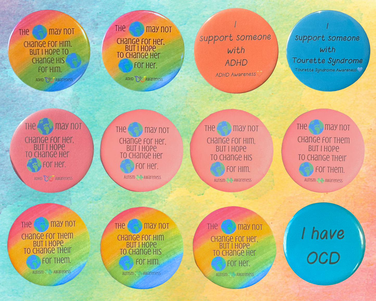 You Pick TWO Awareness Pins | Neurodiversity Awareness Pins