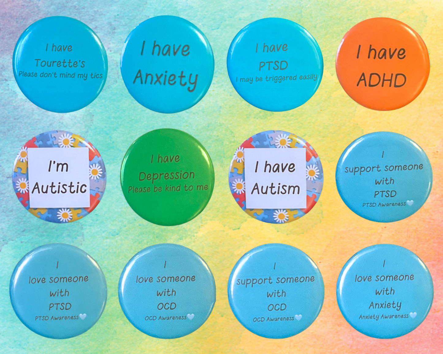 You Pick TWO Awareness Pins | Neurodiversity Awareness Pins