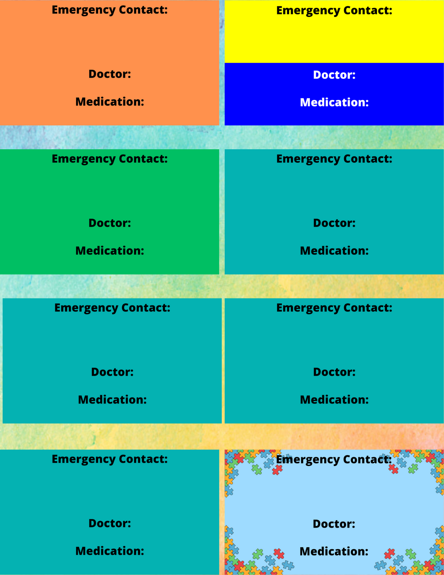 Disability/Disorder Medical ID Card, Alert Cards & Pin | Disability/Disorder Awareness | *PLEASE READ DISCRIPTION*