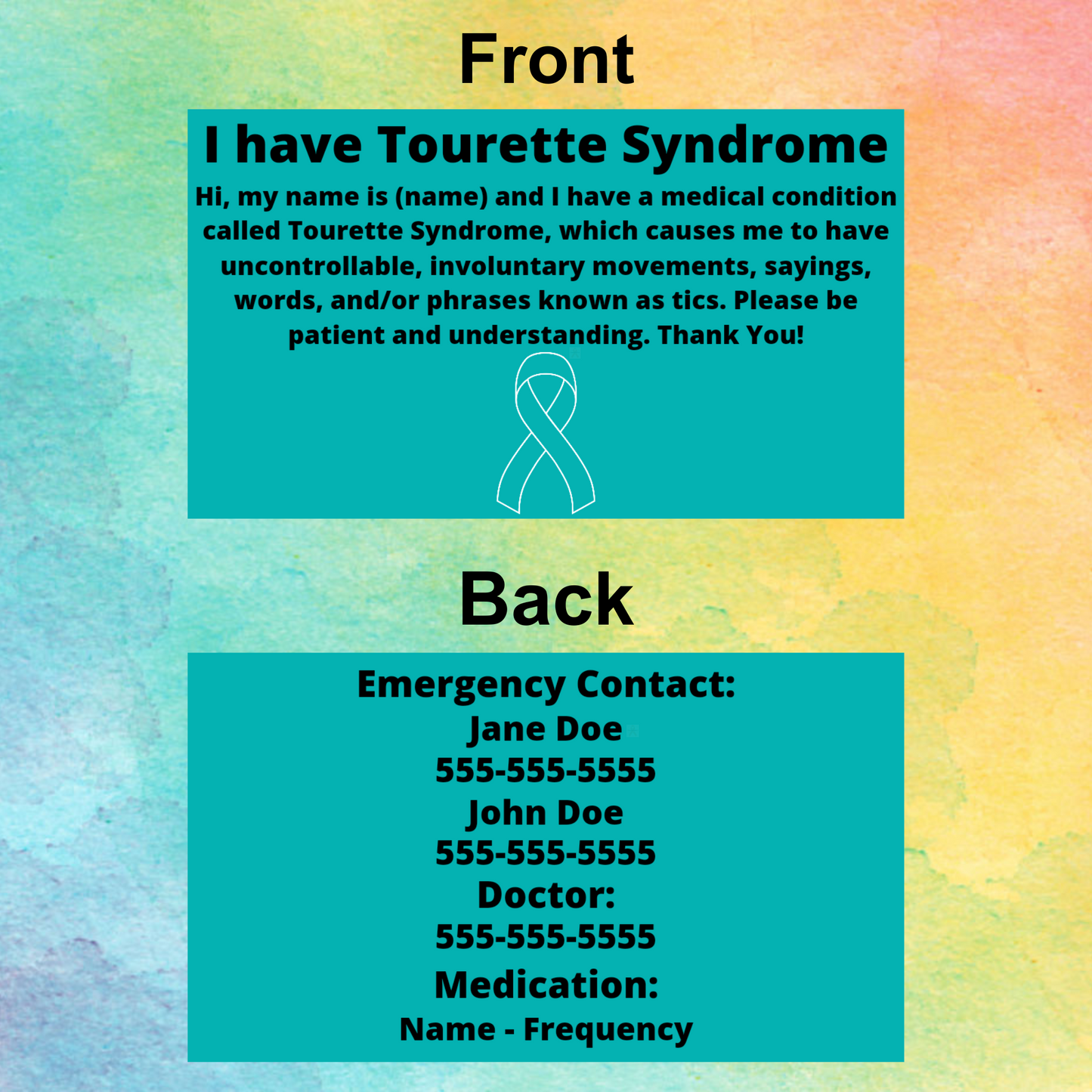 Disability/Disorder Medical ID Card, Alert Cards & Pin | Disability/Disorder Awareness | *PLEASE READ DISCRIPTION*